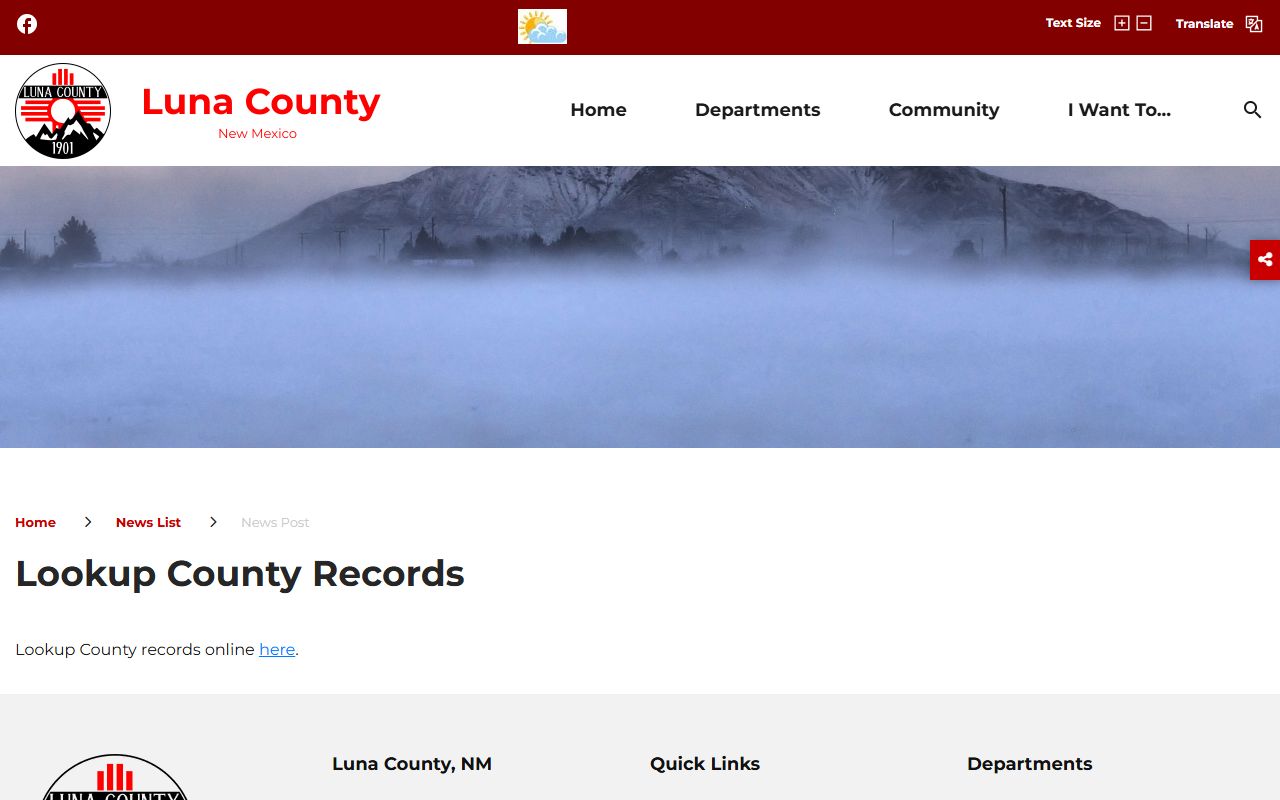 Luna County District Court Clerk county records lookup page