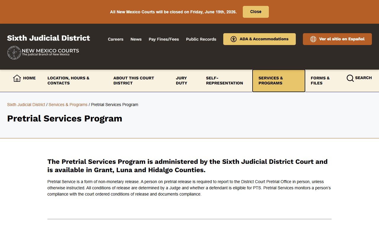 Luna County arrest records and court charges with Pretrial Services information