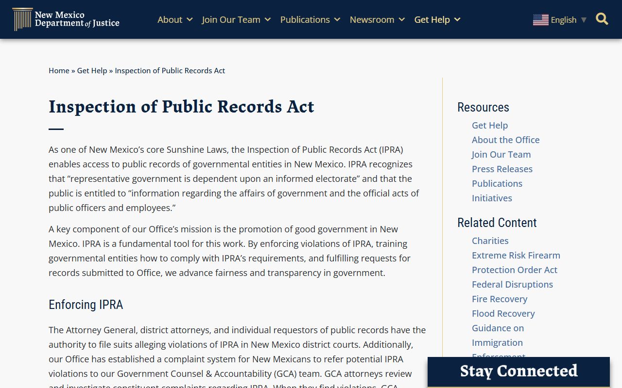 Luna County court records New Mexico DOJ IPRA overview
