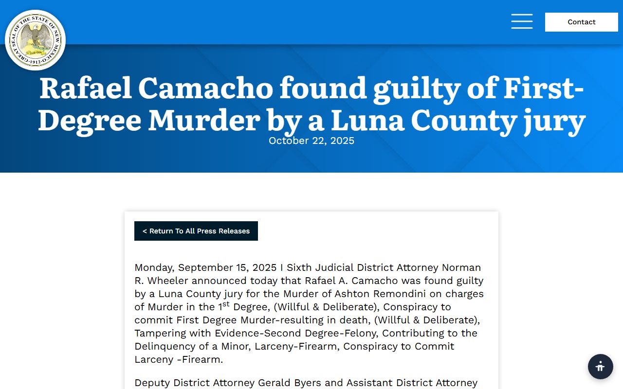 Luna County criminal court records and Luna County jury verdict DA release