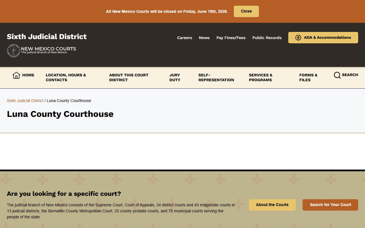 Luna County court records courthouse and court hierarchy page