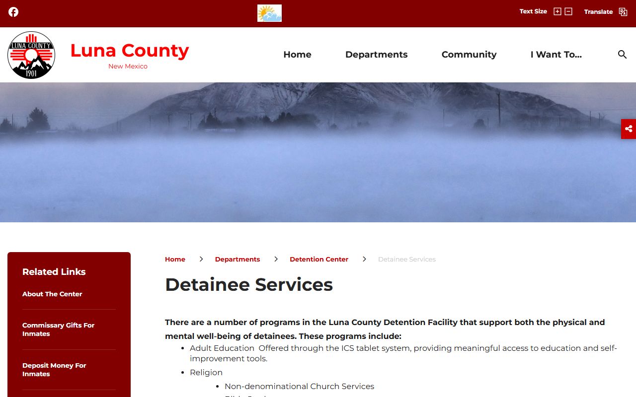 Luna County inmate search and detainee services information