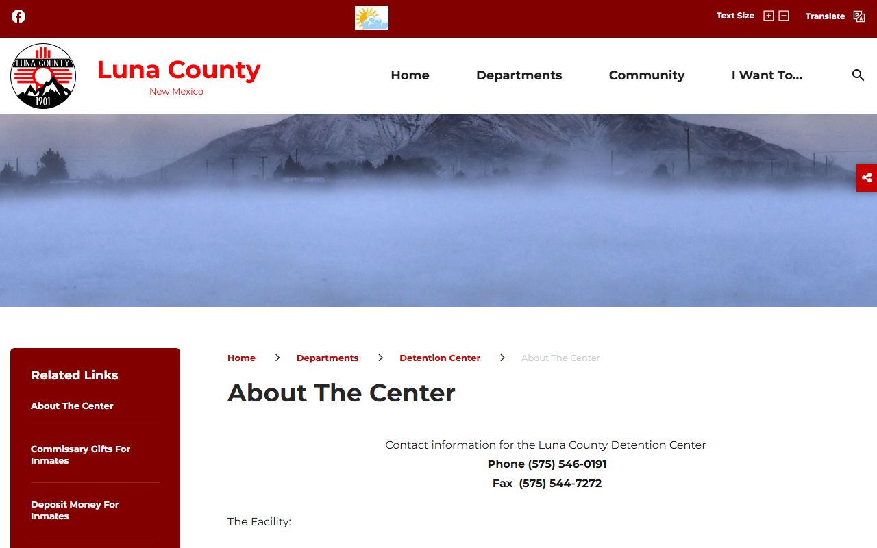 Luna County inmate search and Detention Center capacity information