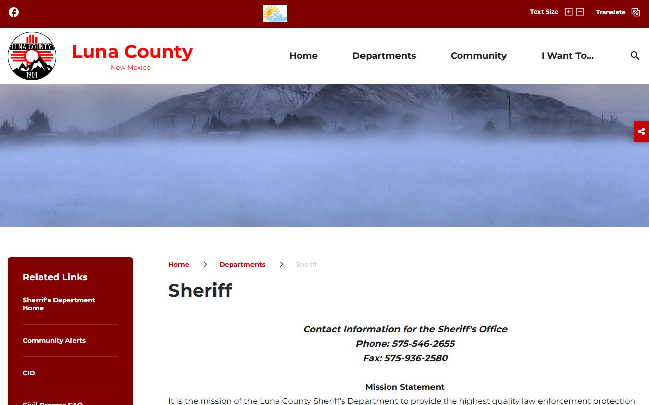 Luna County warrant search and Sheriff's Office contact information