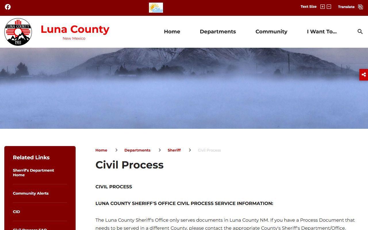 Luna County warrant search and Sheriff's civil process information